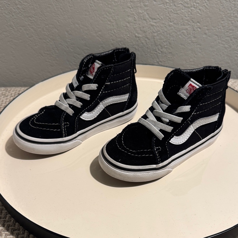 Vans Kids Black and White High-Top Sneakers